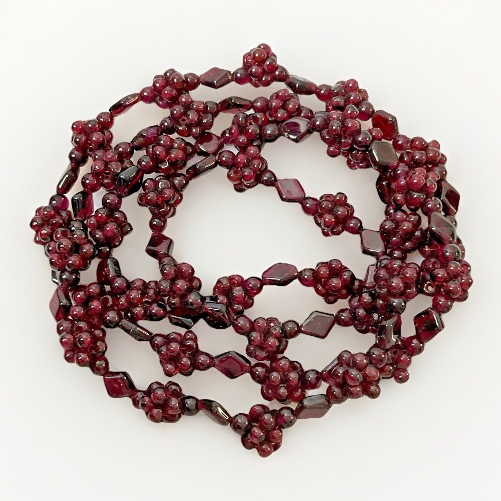 Long Vintage Quality Bohemian Garnet Grape Cluster Necklace 34" 90 grams
